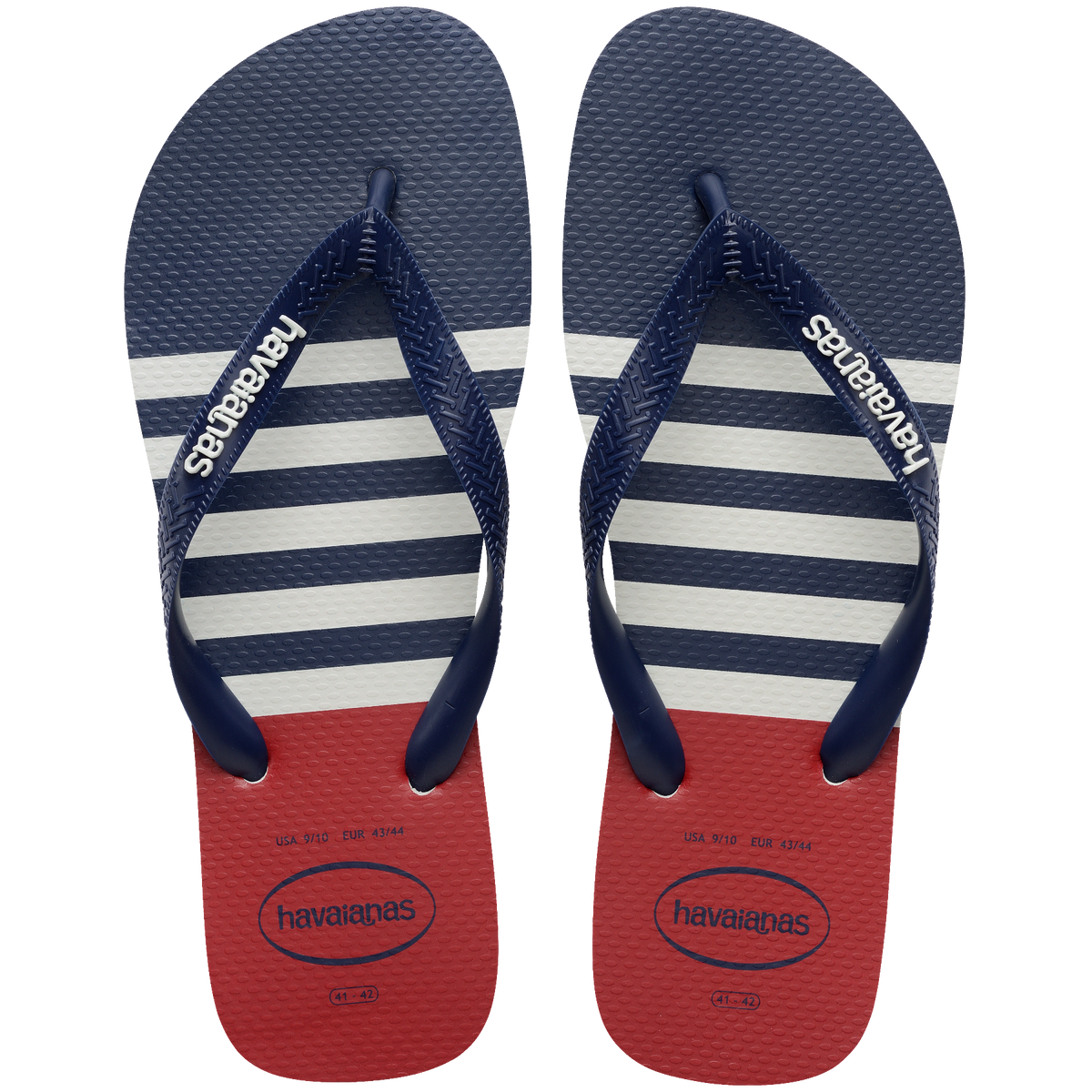Men's Top Nautical Flip Flops - White/Navy/Red Apache