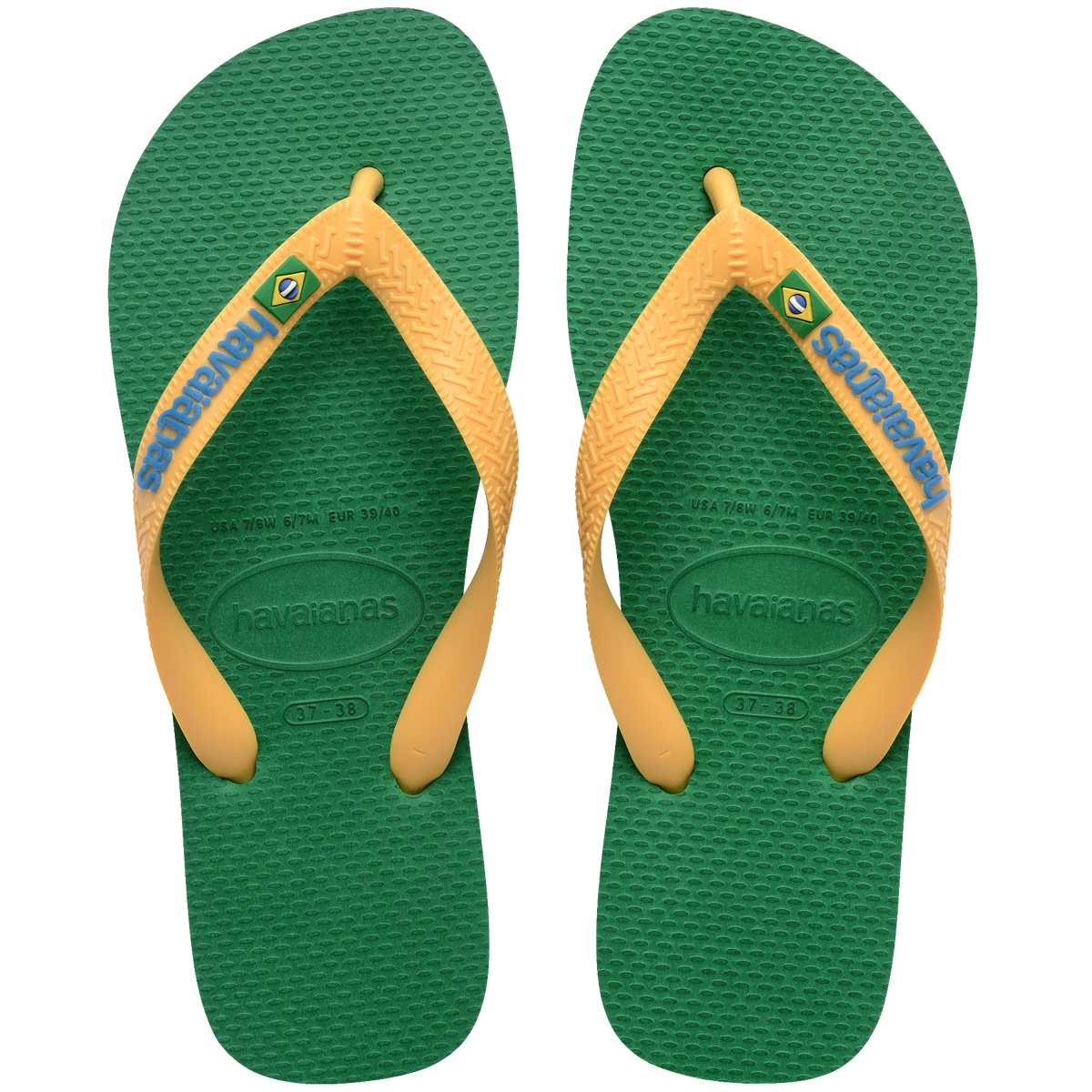 Women's Brazil Logo Flip Flops - GREEN/YELLOW
