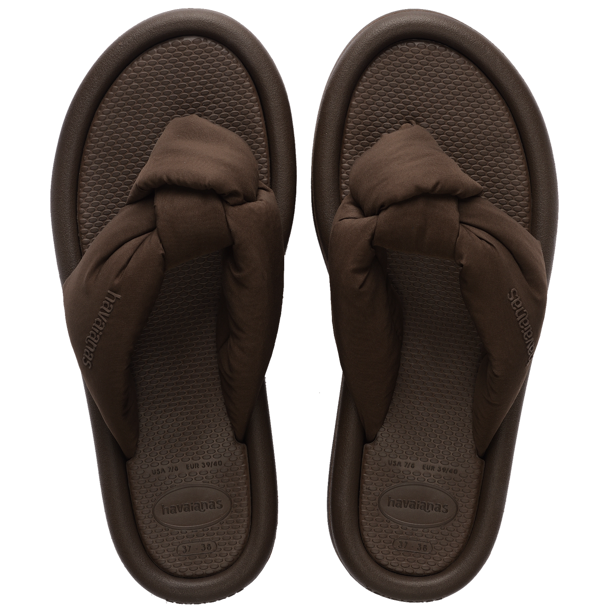 Women's Over Puffed Flip Flops - DARK BROWN